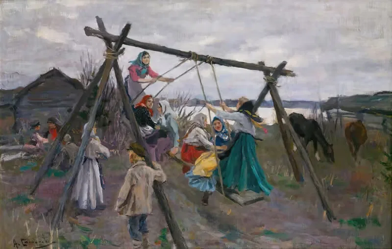 Деревенская качеля by Алексей Степанович Степанов — digital art print download