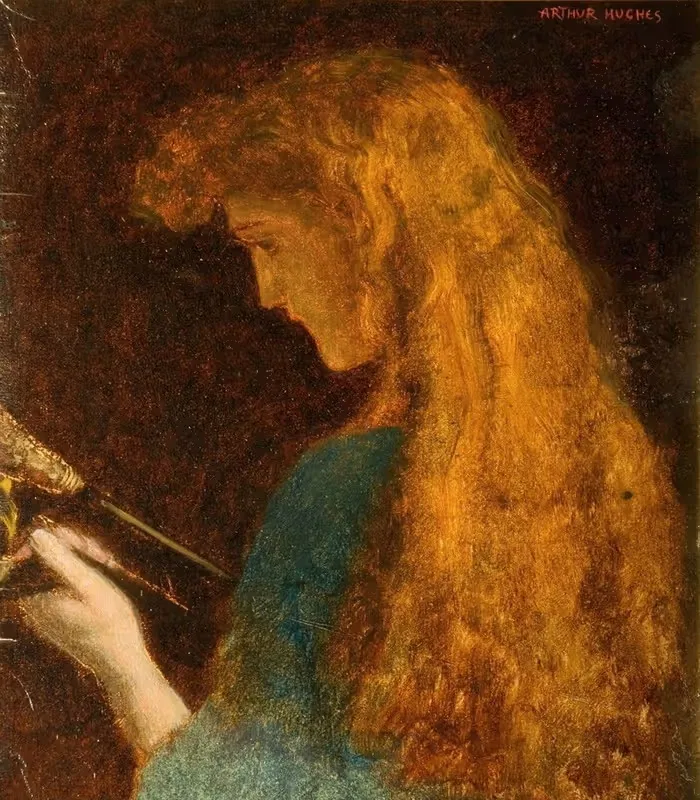 Study of a Girl's Head — Arthur Hughes