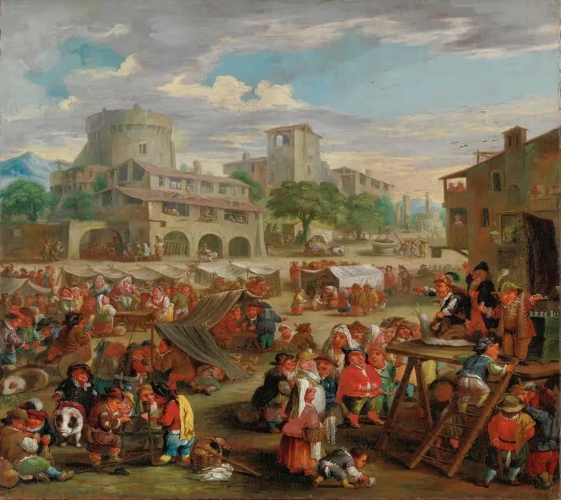 Scena Di Mercato E Arringa Del Ciarlatano — Enrico Albricci