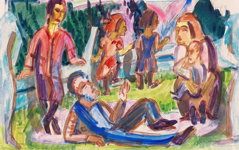 Familie auf der Wiese — Ernst Ludwig Kirchner
