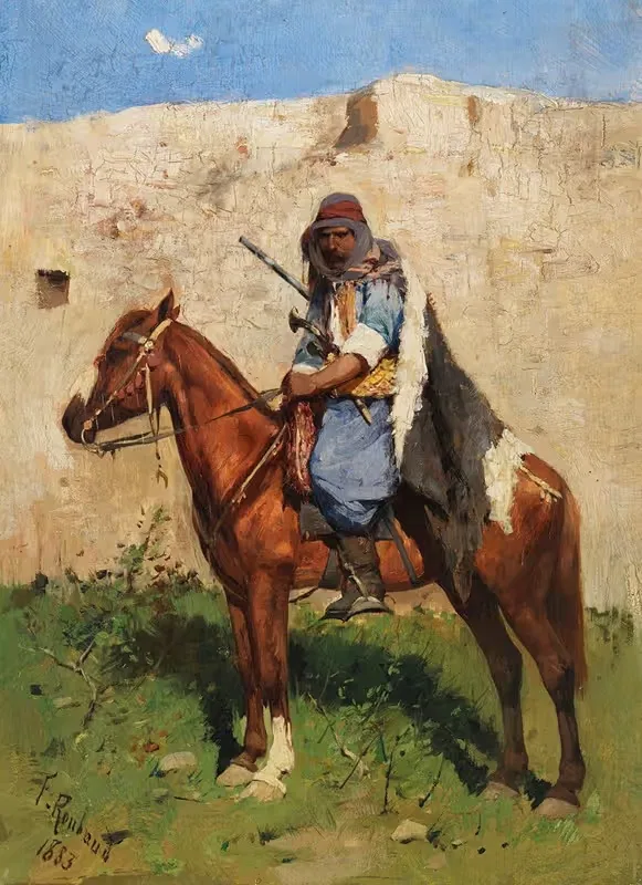 Kaukasischer Reiter by Franz Roubaud, 1883 — digital art print download