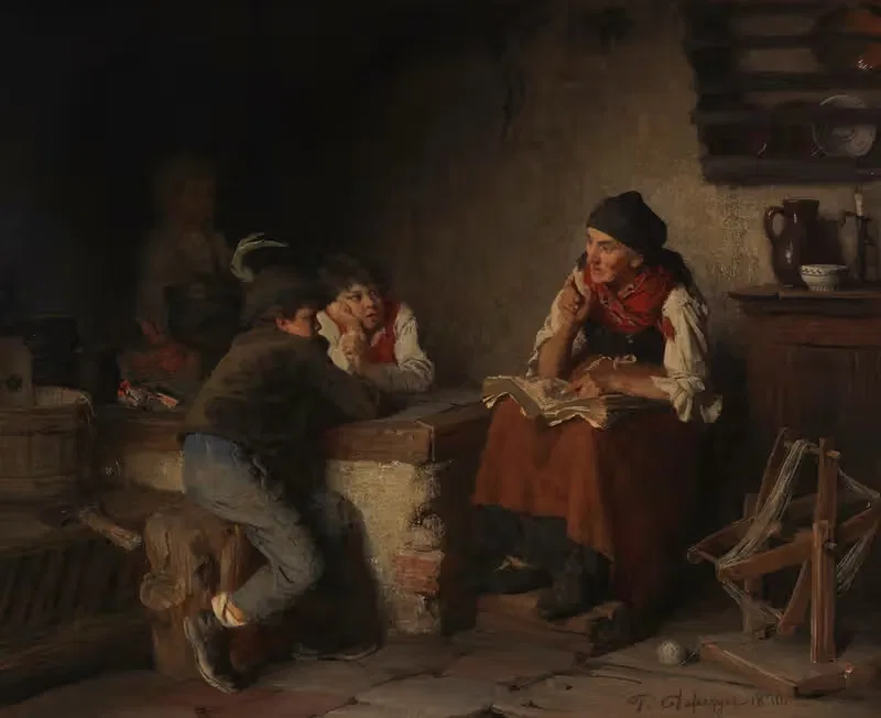 Сказочница by Франц фон Дефреггер, 1870 — digital art print download