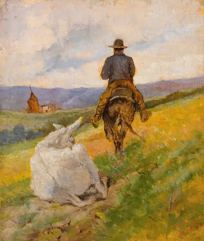Buttero A Cavallo E Mulo Bianco by Giovanni Fattori — digital art print download