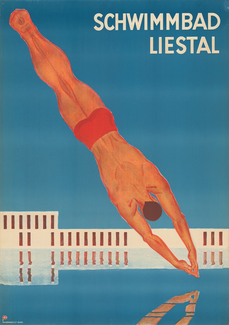 Schwimmbad Liestal by Otto Plattner, 1934 — digital art print download