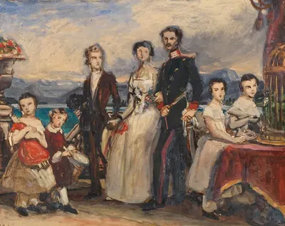 Эскиз к картине 'Сёстры императрицы Елизаветы Австрийской' by Иосиф Карл Штилер, 1854 — digital art print download