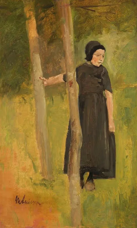 Kind unter Bäumen – Studie zu den 'Spielenden Kindern' — Max Liebermann