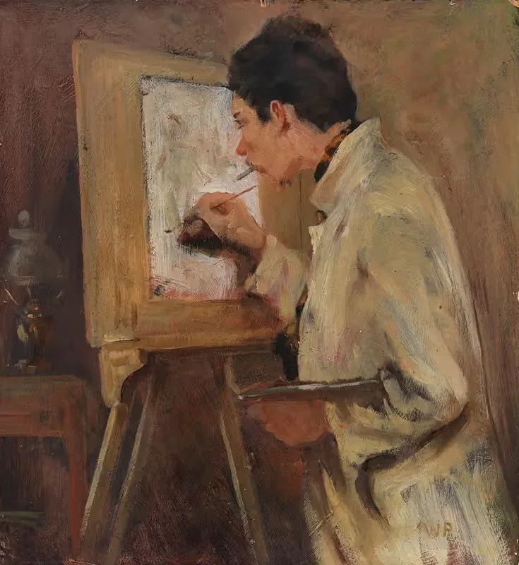 An der Staffelei by Wlodzimierz Popiel, 1899-1900 — digital art print download