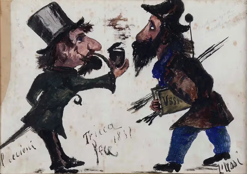 Карикатура на Чечиони и Уси by Анджоло Трикка, 1857 — digital art print download