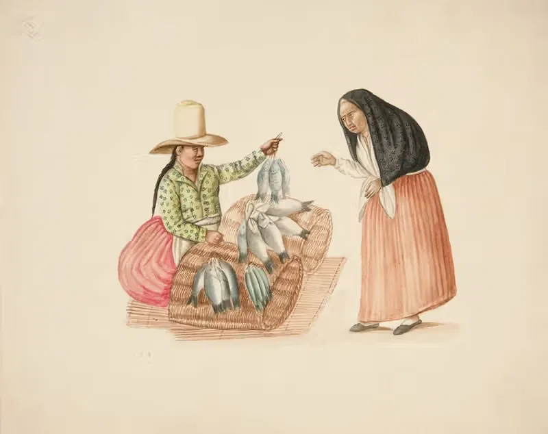Fish Merchant and Indian Woman — Francisco Fierro