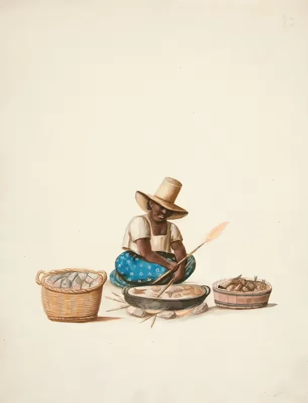 Indian Woman Cooking Fish — Francisco Fierro