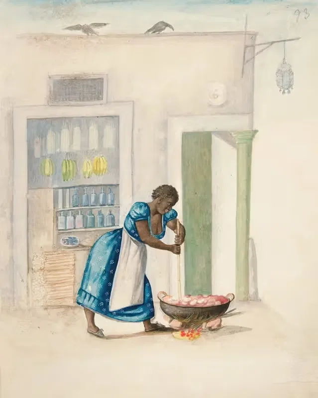 Indian Woman Stirring Kettle over a Fire — Francisco Fierro