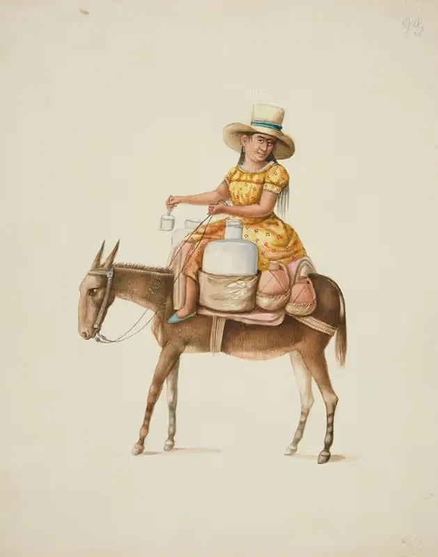 Woman on Mule Carrying Jars — Francisco Fierro