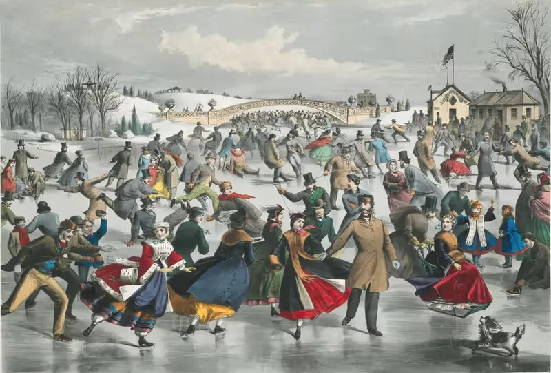 Центральный парк, зима; Каток by Лайман У. Этвотер, 1862 — digital art print download
