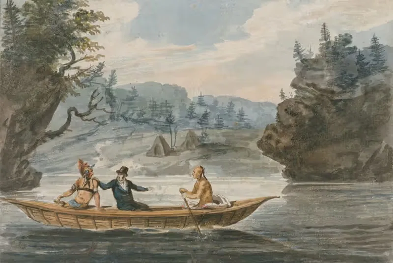 Two Indians and a White Man in a Canoe — Pavel Petrovich Svinin