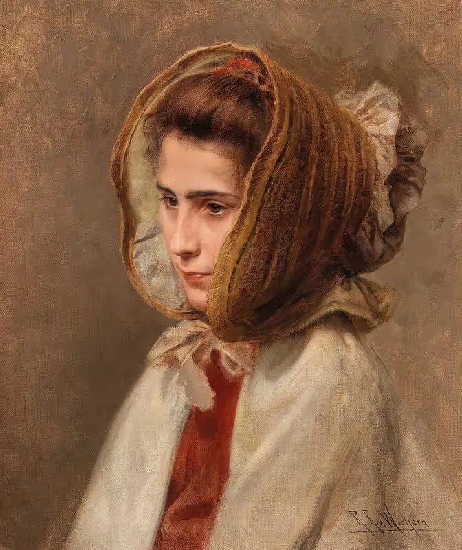 Bildnis einer Dame mit Haube in Seitenansicht — Raimund Ritter von Wichera