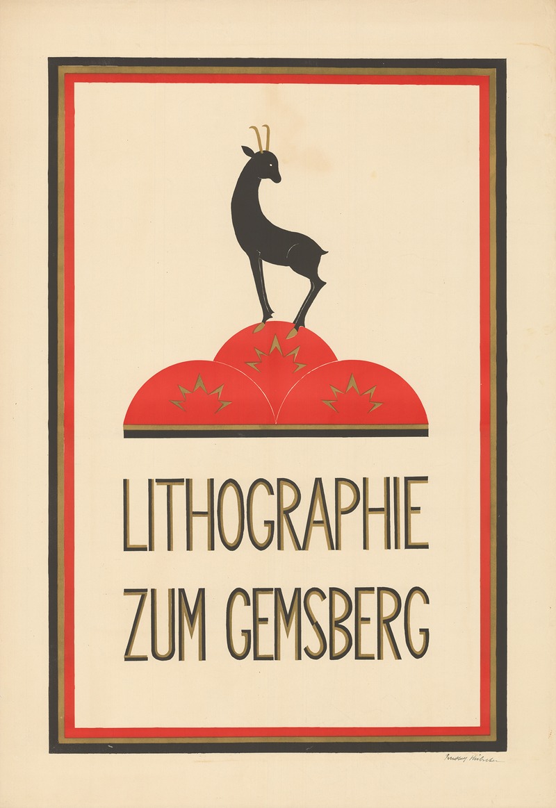 Lithographie zum Gemsberg by Rudolf Hübscher, 1925 — digital art print download