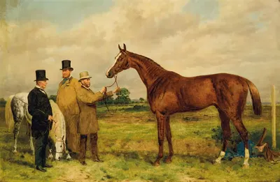 'Prince Charlie,' Winner of the Two Thousand Guineas, with Portraits of Mr. H. Jones, Owner, and Mr. Joseph Dawson, Trainer…