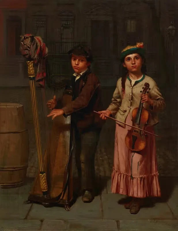 Два музыканта by Джон Джордж Браун, 1874 — digital art print download