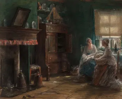 An afternoon chat by Edward Antoon Portielje — digital art print download