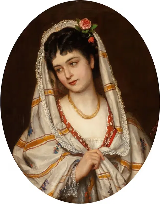 Молодая итальянская красавица by Эугени фон Блаас, 1871 — digital art print download