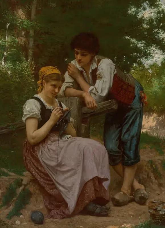 The demure maiden by François Alfred Delobbe, 1870 — digital art print download
