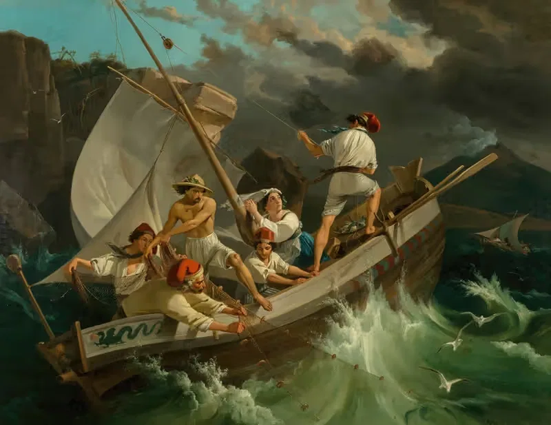 Рыбаки перед бурей by Георг Перлберг, 1845 — digital art print download