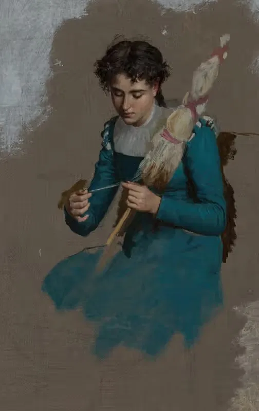 Молодая женщина, прядущая by Мари-Франсуа Фирмин-Жирар — digital art print download