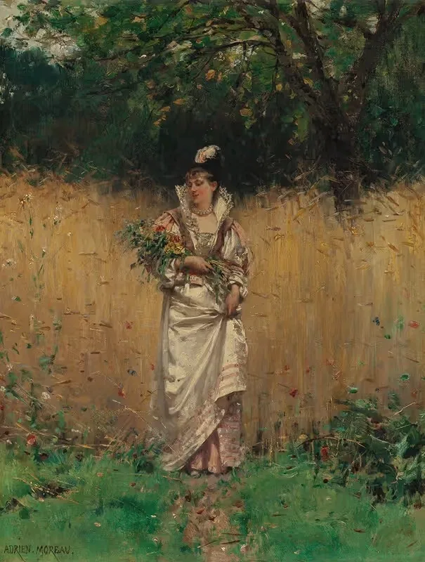 Gathering Wild Flowers by Adrien Moreau — digital art print download