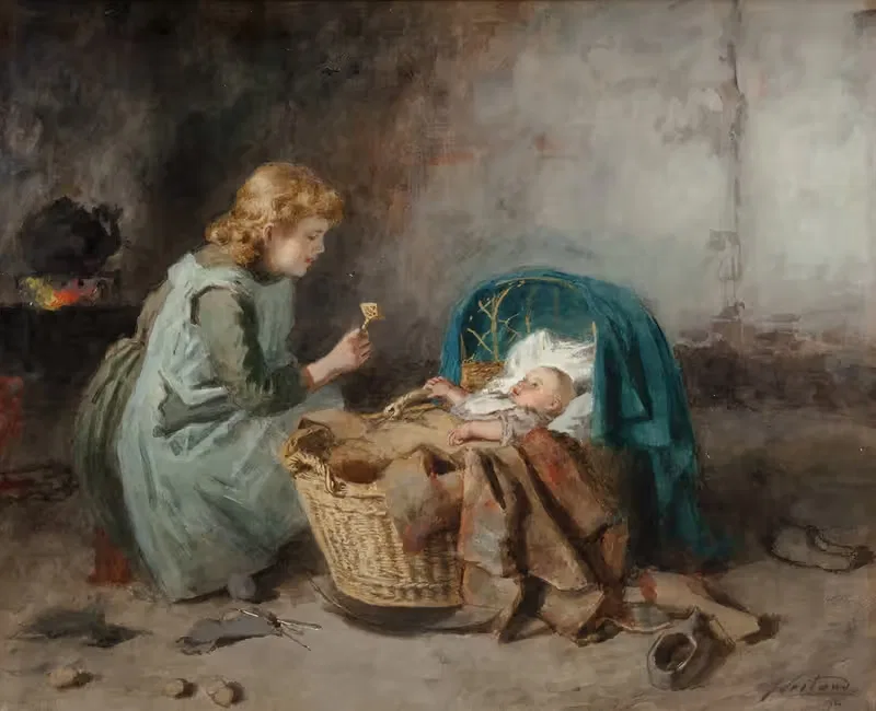 Игра с ребенком by Иоганнес Вейланд, 1894 — digital art print download
