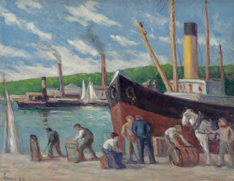 Онфлер, буксир у причала by Максимильен Люс, 1929 — digital art print download