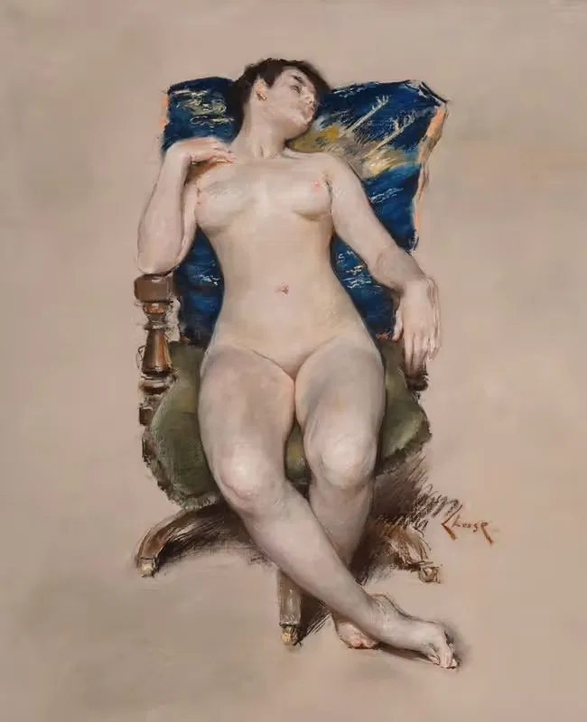 Untitled (Nude Resting in a Chair) — William Merritt Chase