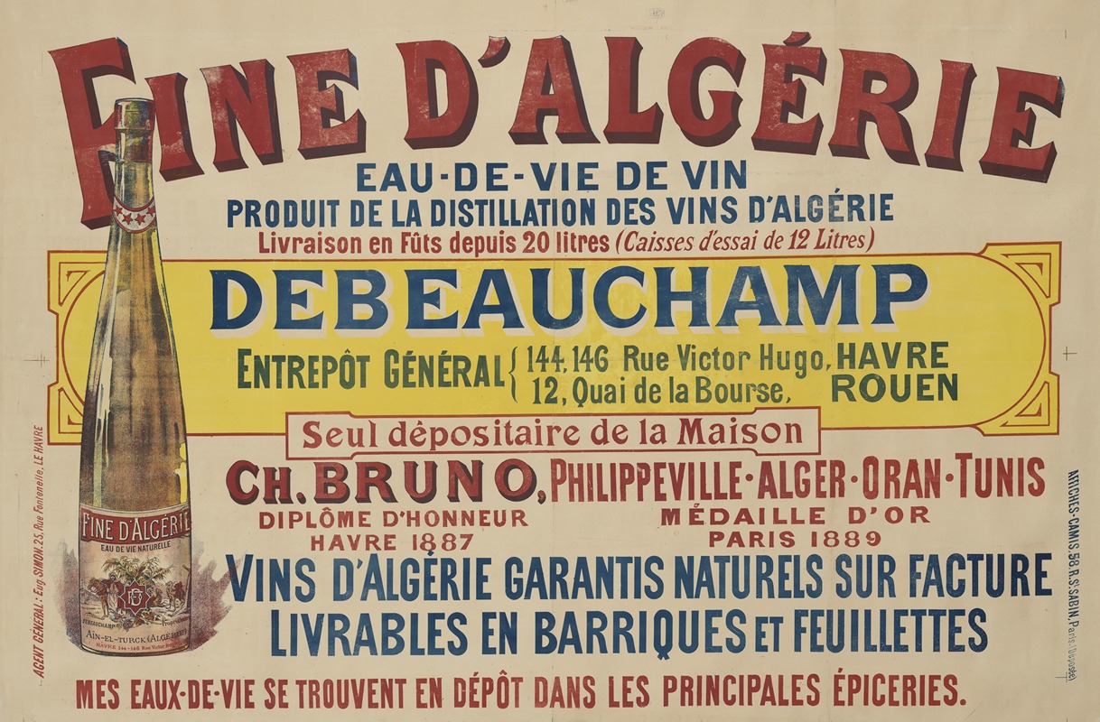 Fine d'Algérie, eau-de-vie de vin by Аноним, 1892 — digital art print download