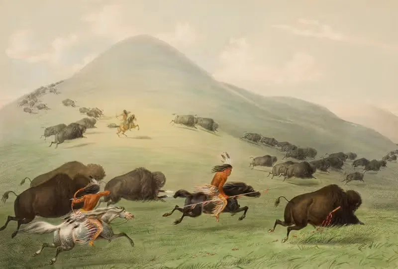 Buffalo Hunt, Horseback by George Catlin, 1844 — digital art print download