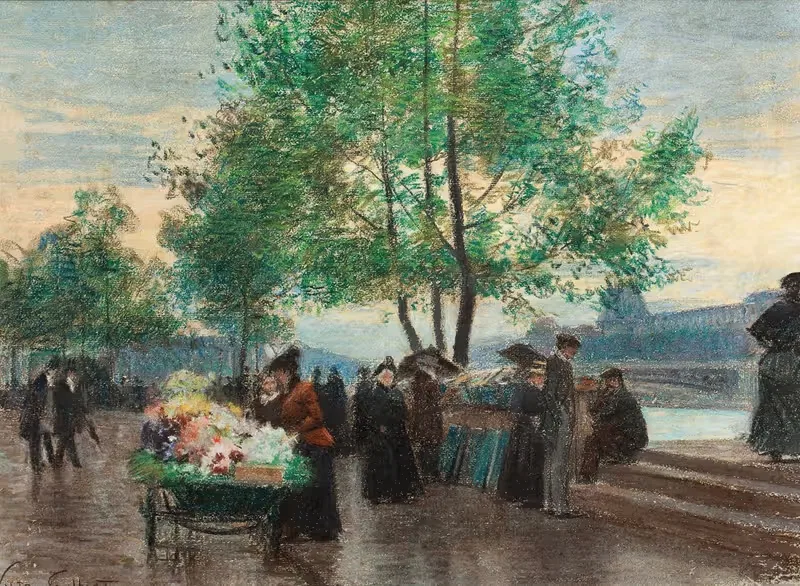 Marchands aux Bords de la Seine, Paris — Victor Gabriel Gilbert