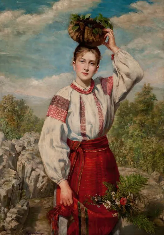 Девочка, возвращающаяся из леса by Антонина Маевска, 1893 — digital art print download