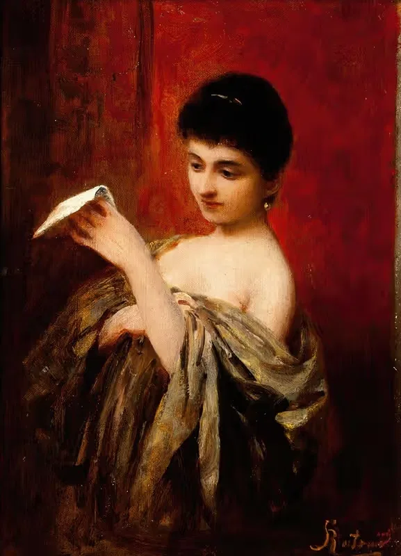 Дама с письмом by Аполиный Котович, 1895 — digital art print download
