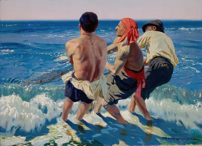 Неаполитанские рыбаки by Феликс Выгживалски, 1915 — digital art print download