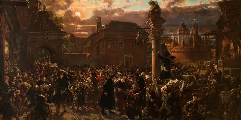Студенты покидают Краков в 1549 году by Ян Матейко, 1892 — digital art print download