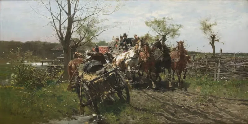 Встреча на мосту by Йозеф Брандт, 1884 — digital art print download