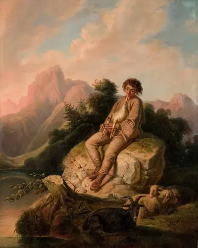Молдавский игрок на дудке by Корнели Слёгель, 1857 — digital art print download