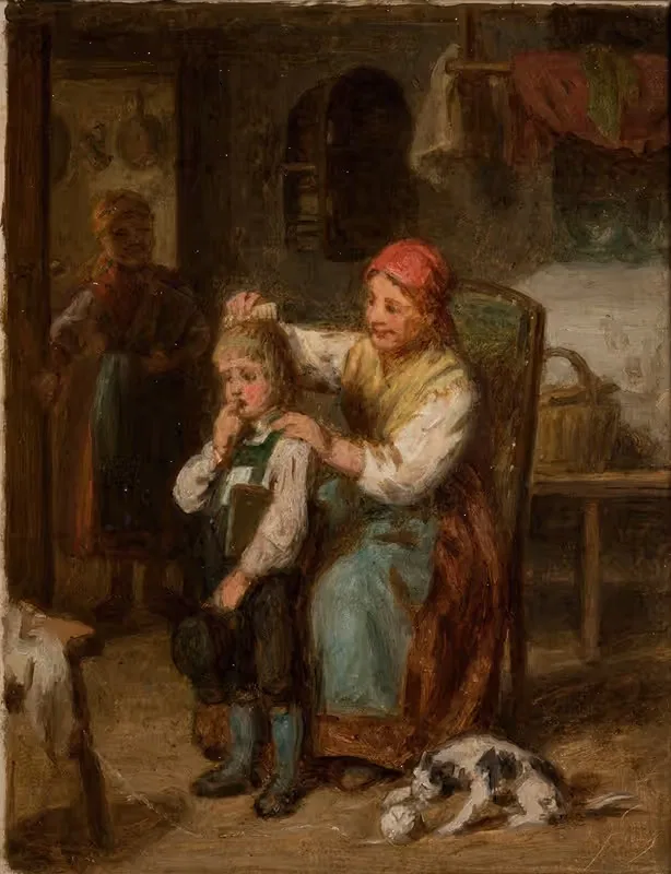 Подготовка к школе by Леопольд Лёффлер, 1856-1860 — digital art print download
