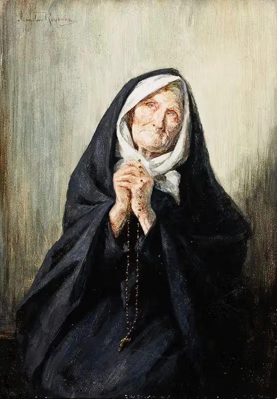 Старая женщина, молящаяся by Мечислав Рейзнер, 1907 — digital art print download