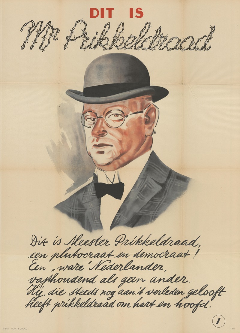Dit is Mr Prikkeldraad by Аноним, 1944 — digital art print download