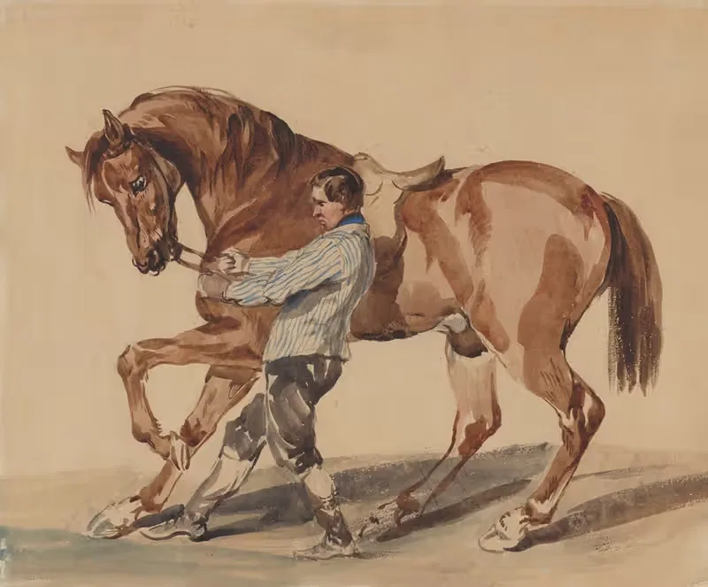Конюх с каштановой лошадью by Пётр Михаловский, 1846 — digital art print download