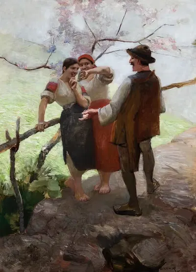 Гуцулы в разговоре by Вацлав Шимановский, 1888 — digital art print download