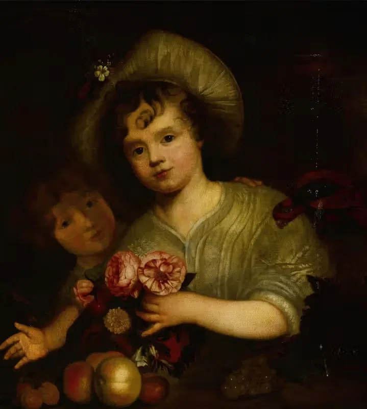 Children with Flowers, Fruit and a Parrot — Circle of CAREL DE MOOR