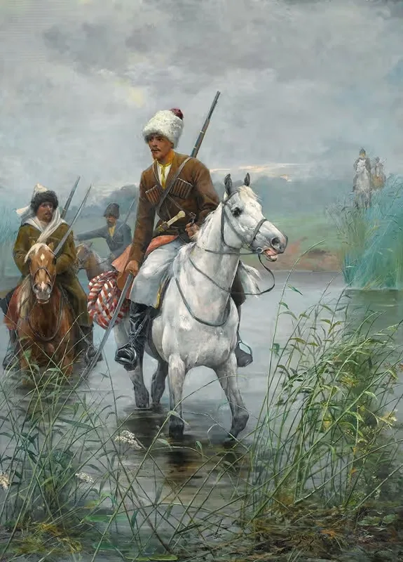 Казаки на лошадях by Дмитрий Петрович Венценостцев, 1894 — digital art print download