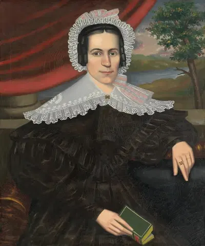 Женщина с зеленой книгой (Луиза Галлонд Кук) by Эрастус Солсбери Филд, 1838 — digital art print download