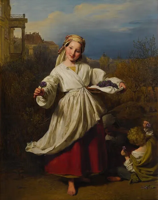 Продавец цветов by Фердинанд Георг Вальдмюллер, 1846 — digital art print download