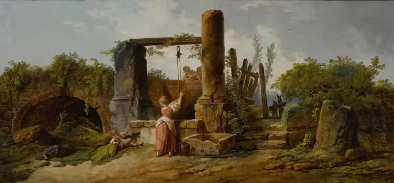 A peasant woman at a well — Hubert Robert